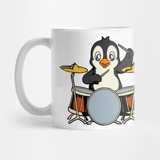 Cartoon penguin playing drums Mug